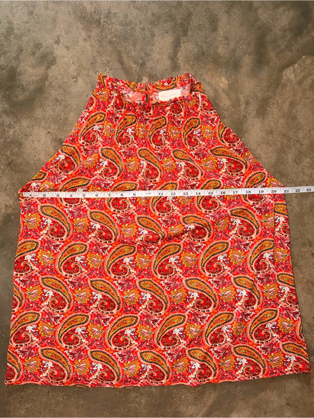 MELLODAY Red Paisley High Neck Sleeveless Blouse Tank Top M - Picture 6 of 12